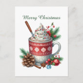 メリークリスマスコーヒー雪だるま シーズンポストカード (正面)