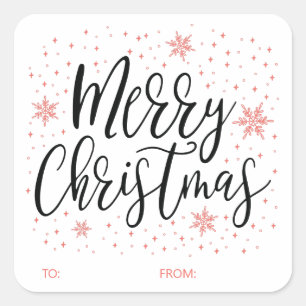 メリークリスマスコーラルクリスマスホリデーギフト スクエアシール