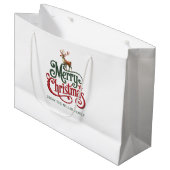 メリークリスマスゴシックタイポグラフィとレインディアー ラージペーパーバッグ (正面アングル)