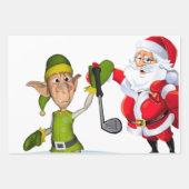 メリークリスマスゴルファーのサンタシーズラッピング紙 ラッピングペーパーシート (正面)