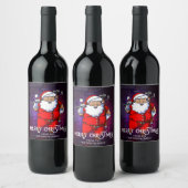 メリークリスマスゴルフスポーツサンタパーソナライズされた ワインラベル (ボトル)