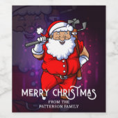 メリークリスマスゴルフスポーツサンタパーソナライズされた ワインラベル (シングルラベル)