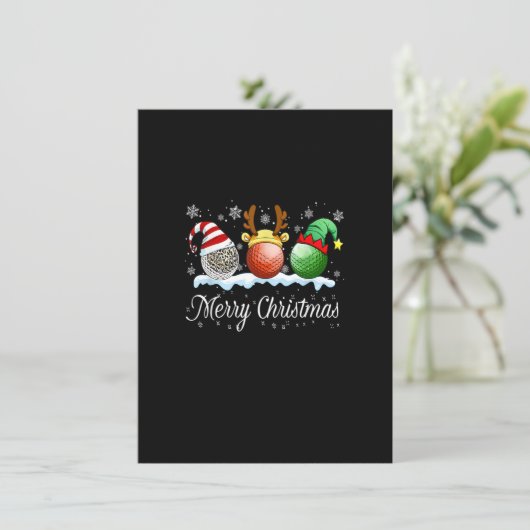 メリークリスマスゴルフボールクリスマスサンタハットトナカイ 招待状 (スタンド正面)