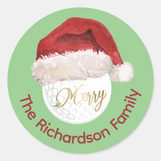 メリークリスマスゴルフボールサンタキャップ名 ラウンドシール (正面)