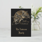 メリークリスマスゴールデンエンジェルトランペットタイポグラフィ シーズンカード (スタンド正面)