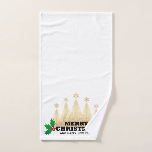 メリークリスマスゴールデンクリスマスツリー バスタオルセット (ハンドタオル)