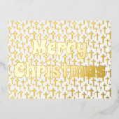 メリークリスマスゴールデンクロスレトロタイポグラフィ 箔シーズンポストカード (正面)