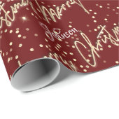 メリークリスマスゴールデンスクリプトネーム王室のブルゴーニュ ラッピングペーパー (ロールコーナー)