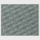 メリークリスマスゴールデンスクリプト名ブラックグレー ラッピングペーパー (フラット)