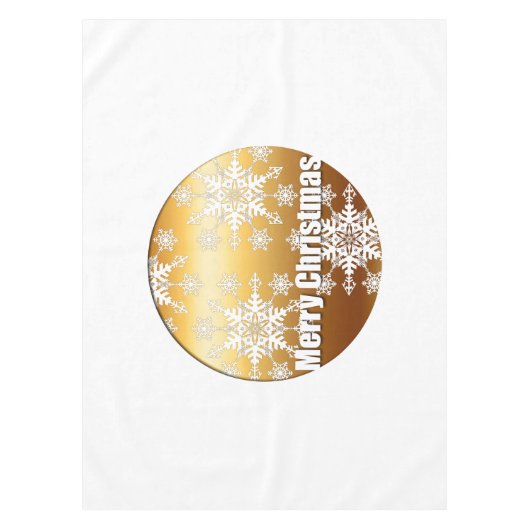 メリークリスマスゴールデンスノーフレークテーブルクロス テーブルクロス (正面)