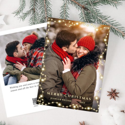 メリークリスマスゴールデンスパークル2写真グリーティング シーズンカード