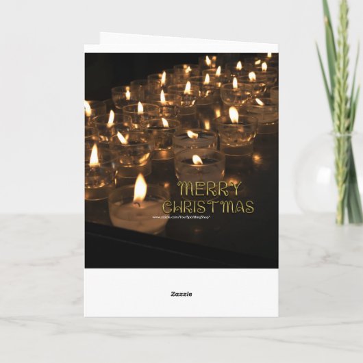 メリークリスマスゴールデンタイポグラフィキャンドル シーズンカード (裏面)