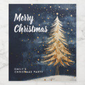 メリークリスマスゴールデンツリーワインラベル ワインラベル (シングルラベル)