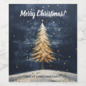 メリークリスマスゴールデンツリーワインラベル ワインラベル (シングルラベル)