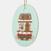 メリークリスマスゴールデンドルズホリデースタンドドッグス セラミックオーナメント (左)