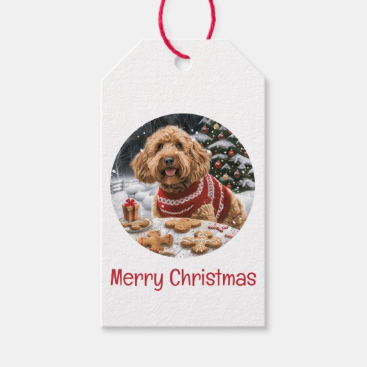 メリークリスマスゴールデンドール犬 ギフトタグ (正面)