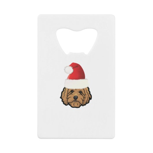 メリークリスマスゴールデンドール犬 クレジットカード栓抜き (正面)