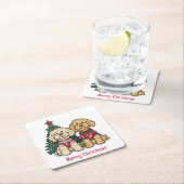 メリークリスマスゴールデンドール犬 スクエアペーパーコースター (インサイチュ)