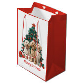 メリークリスマスゴールデンドール犬 ミディアムペーパーバッグ (正面アングル)