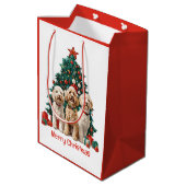 メリークリスマスゴールデンドール犬 ミディアムペーパーバッグ (裏面アングル)