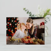 メリークリスマスゴールデンフォイルレタリング 箔シーズンカード (立ち正面)