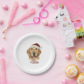 メリークリスマスゴールデンリトリバー犬 ペーパープレート (パーティー)