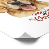 メリークリスマスゴールデンリトリバー犬 ポスター (角)