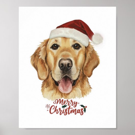 メリークリスマスゴールデンリトリバー犬 ポスター (正面)