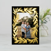 メリークリスマスゴールデンリースブラック 箔シーズンカード (立ち正面)