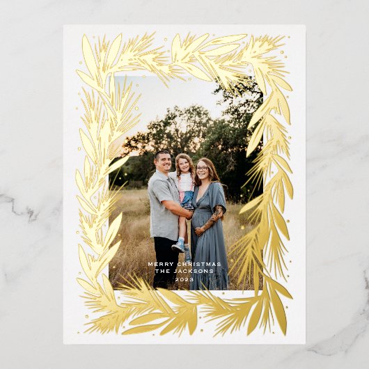 メリークリスマスゴールデンリース 箔シーズンポストカード (正面)