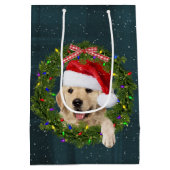 メリークリスマスゴールデンレトリバーをプレゼント ミディアムペーパーバッグ (裏面)