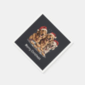 メリークリスマスゴールデンレトリバードッグスベーキング スタンダードカクテルナプキン (角)