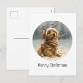 メリークリスマスゴールデンレトリバーパピー シーズンポストカード (正面/裏面)