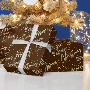 メリークリスマスゴールデン脚本:ブラウン ラッピングペーパー