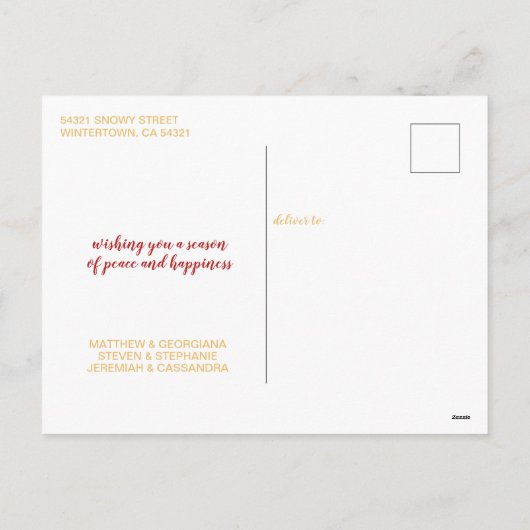 メリークリスマスゴールドフォイルスワッシュホリデーフォト シーズンポストカード (裏面)