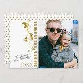 メリークリスマスゴールドフォイルホリー独身の写真 シーズンカード (正面/裏面)