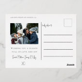 メリークリスマスゴールドフォイル書道と写真 箔シーズンポストカード (裏面)