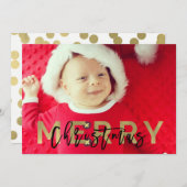 メリークリスマスゴールドフォイル&ブラックフォトモダンー シーズンカード (正面/裏面)