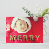 メリークリスマスゴールドフォイル&ブラックフォトモダンー シーズンカード (スタンド正面)