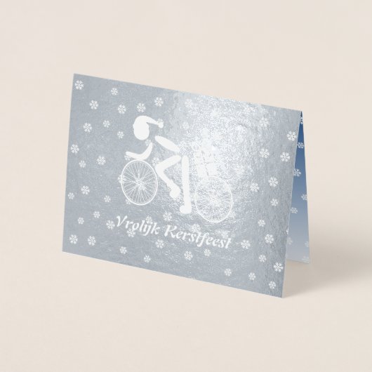 メリークリスマスサイクリストオランダフォイルカード 箔カード (正面)