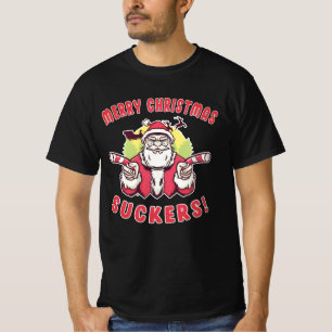 メリークリスマスサッカーサンタクロースマッスル Tシャツ