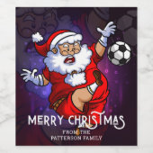 メリークリスマスサッカーサンタパーソナライズされた ワインラベル (シングルラベル)