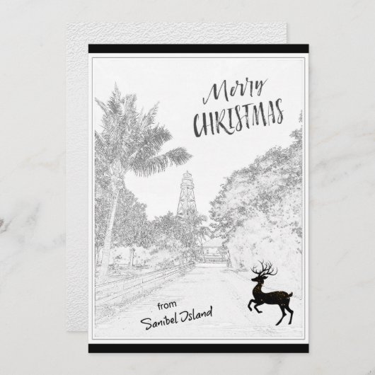 メリークリスマスサニベルアイランドライトハウスFL シーズンカード (正面/裏面)