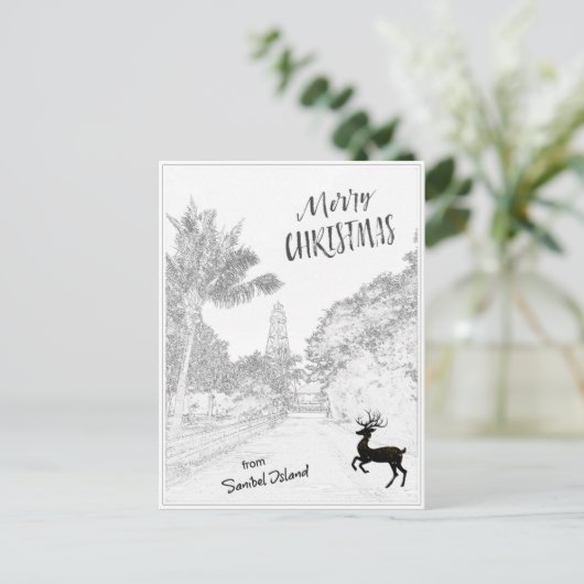 メリークリスマスサニベルアイランドライトハウスFL シーズンポストカード (スタンド正面)