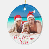 メリークリスマスサニーファミリーフォト セラミックオーナメント (左)