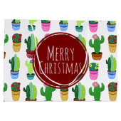 メリークリスマスサボテンの模様 ラージペーパーバッグ (裏面)