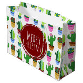 メリークリスマスサボテンの模様 ラージペーパーバッグ (裏面アングル)