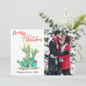 メリークリスマスサボテン多肉写真 シーズンカード (スタンド正面)