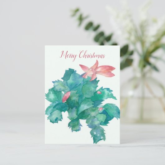 メリークリスマスサボテン花の植物の休日 ポストカード (スタンド正面)