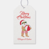 メリークリスマスサマーサンタクロースビーチボール ギフトタグ (裏面)
